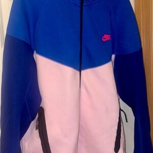 Nike Sportswear Tech Fleece Men's Full-Zip Hoodie - Pink/Blue Size XL Pre-owned